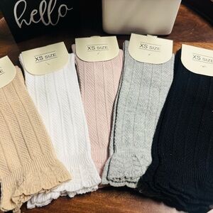Five (5) Pair of Baby Girl XS  0-6 Months Adorable Knee Socks